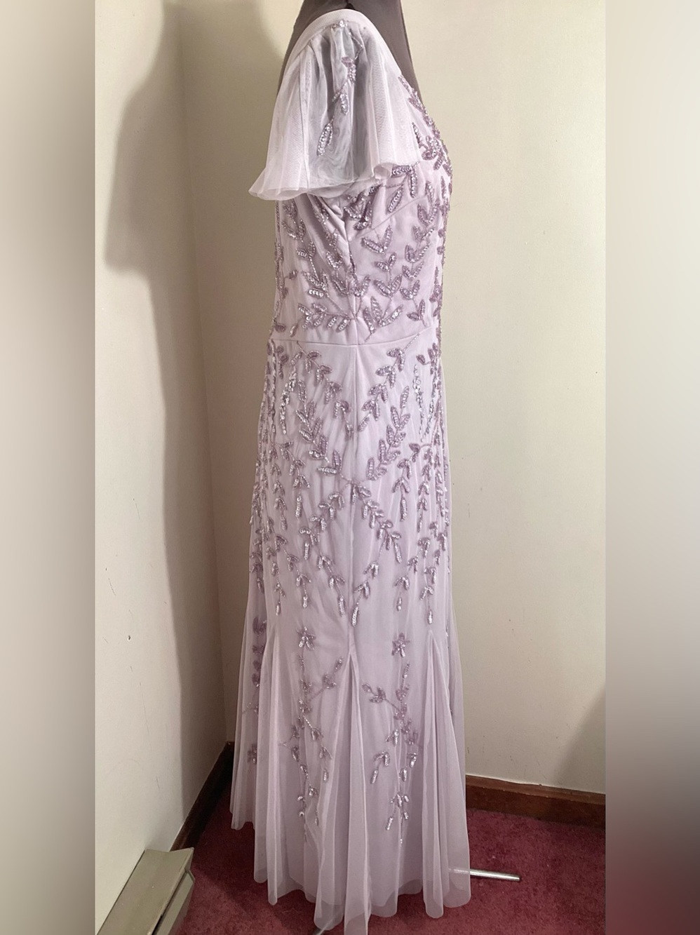 Marina Lavender Beaded Godet Gown Size M/L - Picture 2 of 15